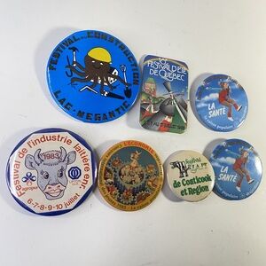 Vintage French Canadian Festival Button Collection